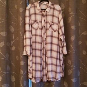 Plaid Button Down Duster/Tunic/Shirt Dress